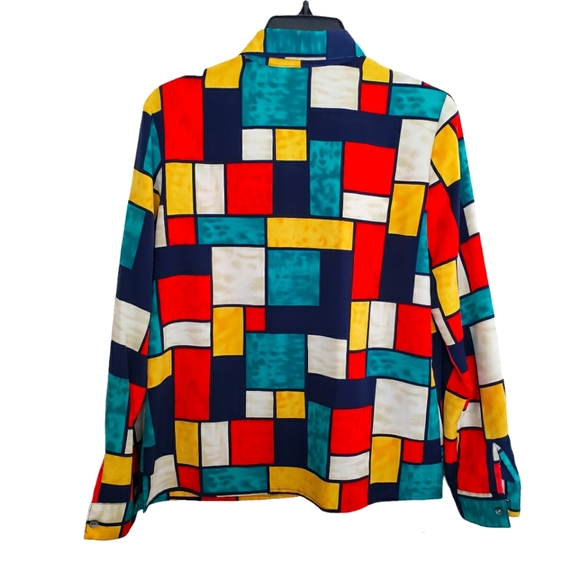 Notations Petite Colorful Square Print Blouse - Picture 2 of 10